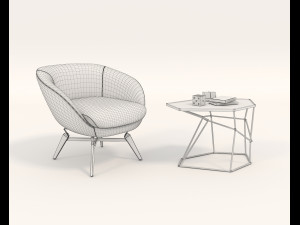 coffee table and chairs 4 3D Model