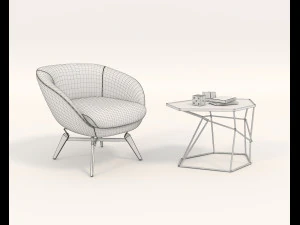 coffee table and chairs 4 3D Model