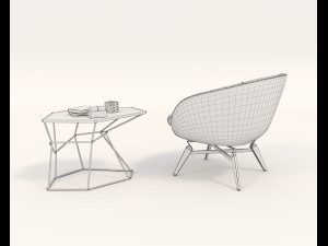 coffee table and chairs 4 3D Model