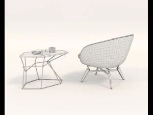 coffee table and chairs 4 3D Model