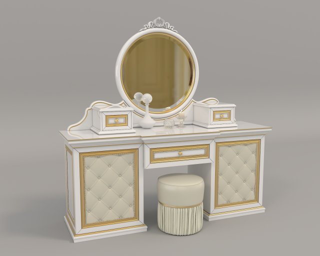 european style dressing table 5 Modèle 3D .c4d .max .obj .3ds .fbx .stl .blend 