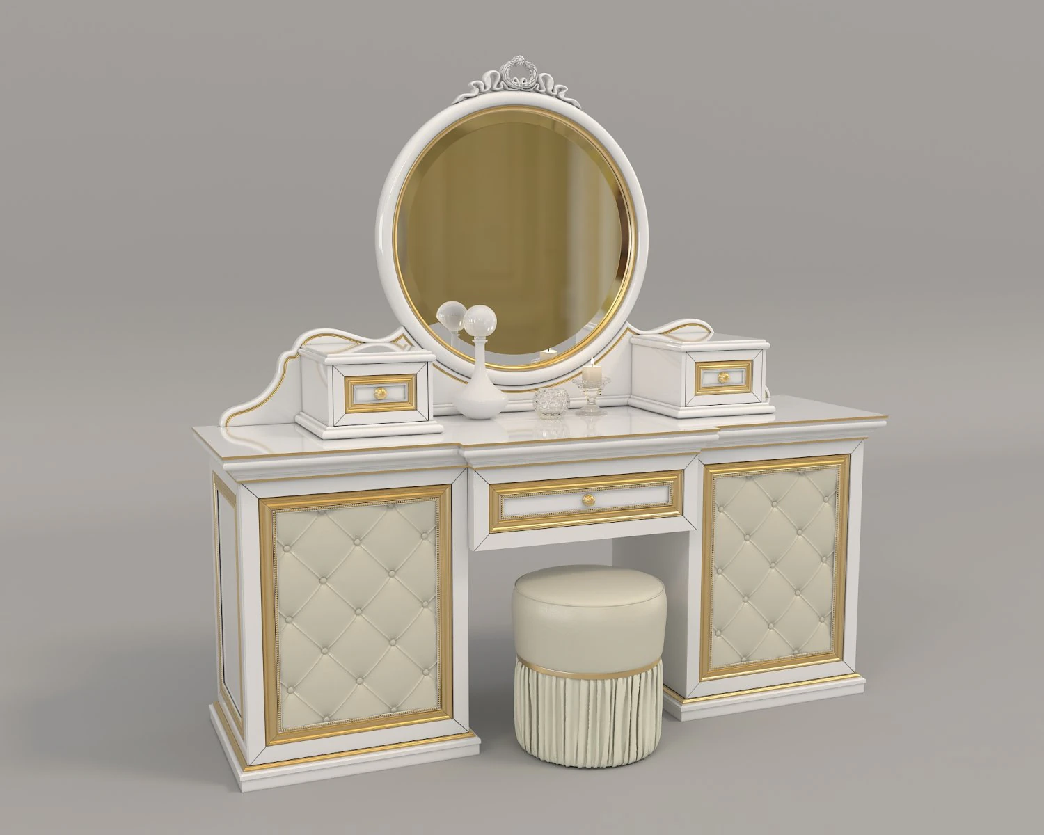 european style dressing table 5 3D Model .c4d .max .obj .3ds .fbx .stl .blend