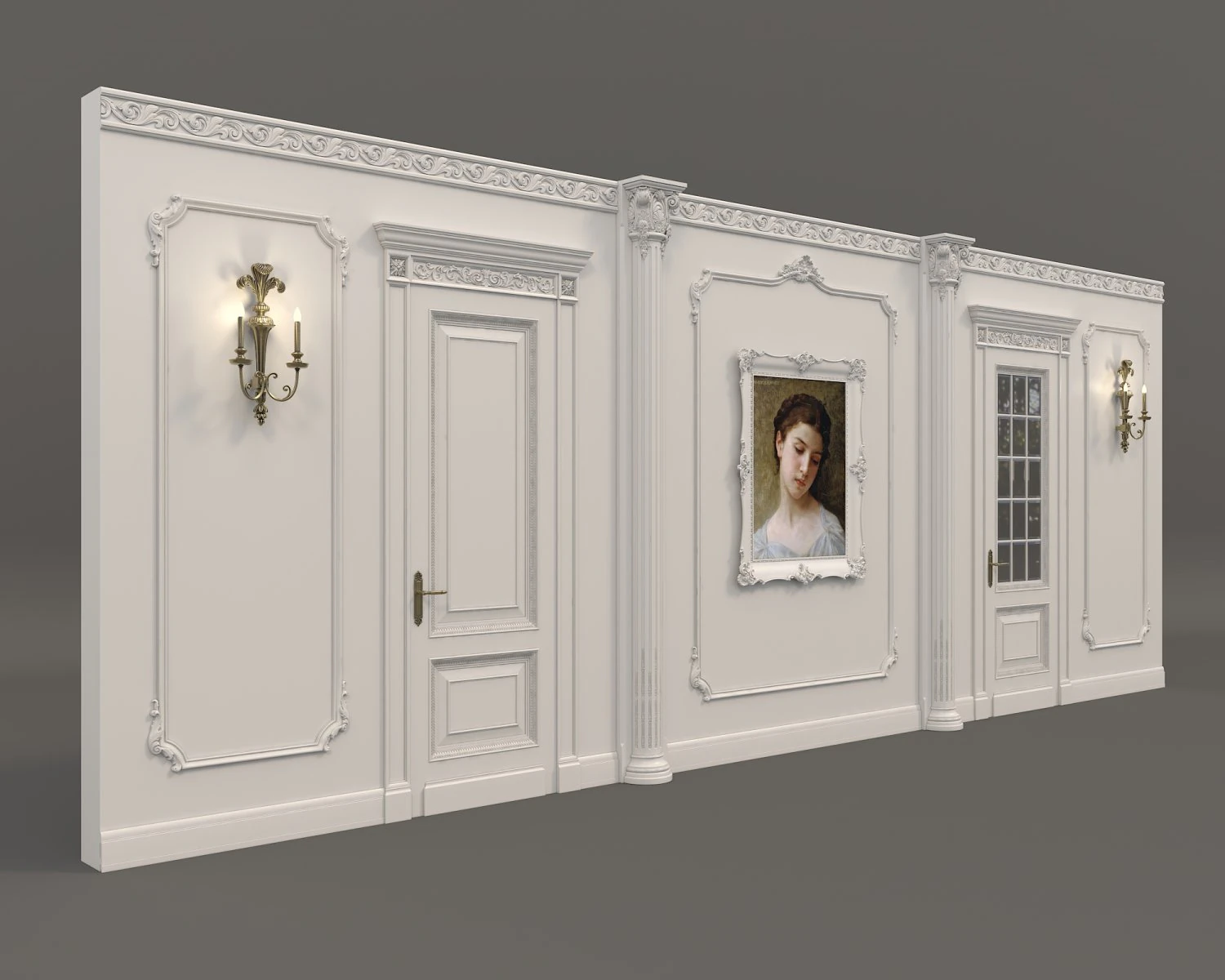 classic interior wall decoration 5 3D Model .c4d .max .obj .3ds .fbx .stl .blend
