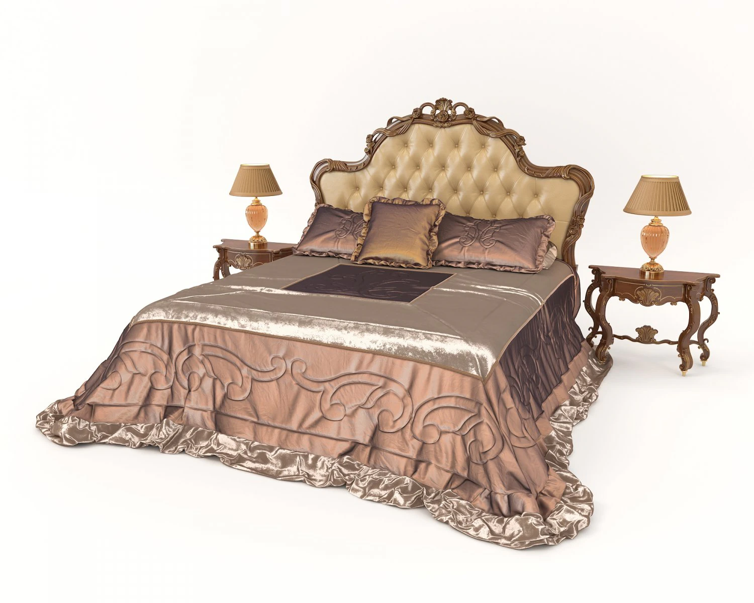 european style bed 13 3D Model .c4d .max .obj .3ds .fbx .stl .blend
