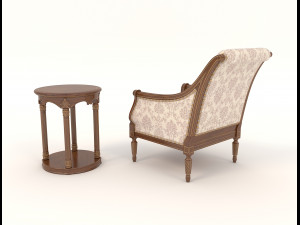 classic armchair and table set 4 3D 模型