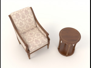 classic armchair and table set 4 3D 模型