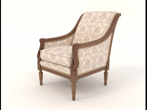 classic armchair and table set 4 3D 模型