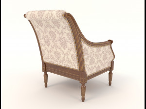 classic armchair and table set 4 3D 模型