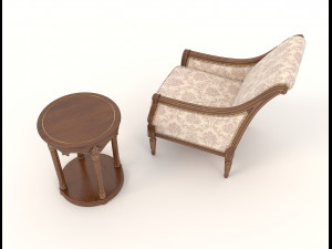 classic armchair and table set 4 3D 模型