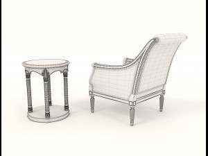 classic armchair and table set 4 3D 模型