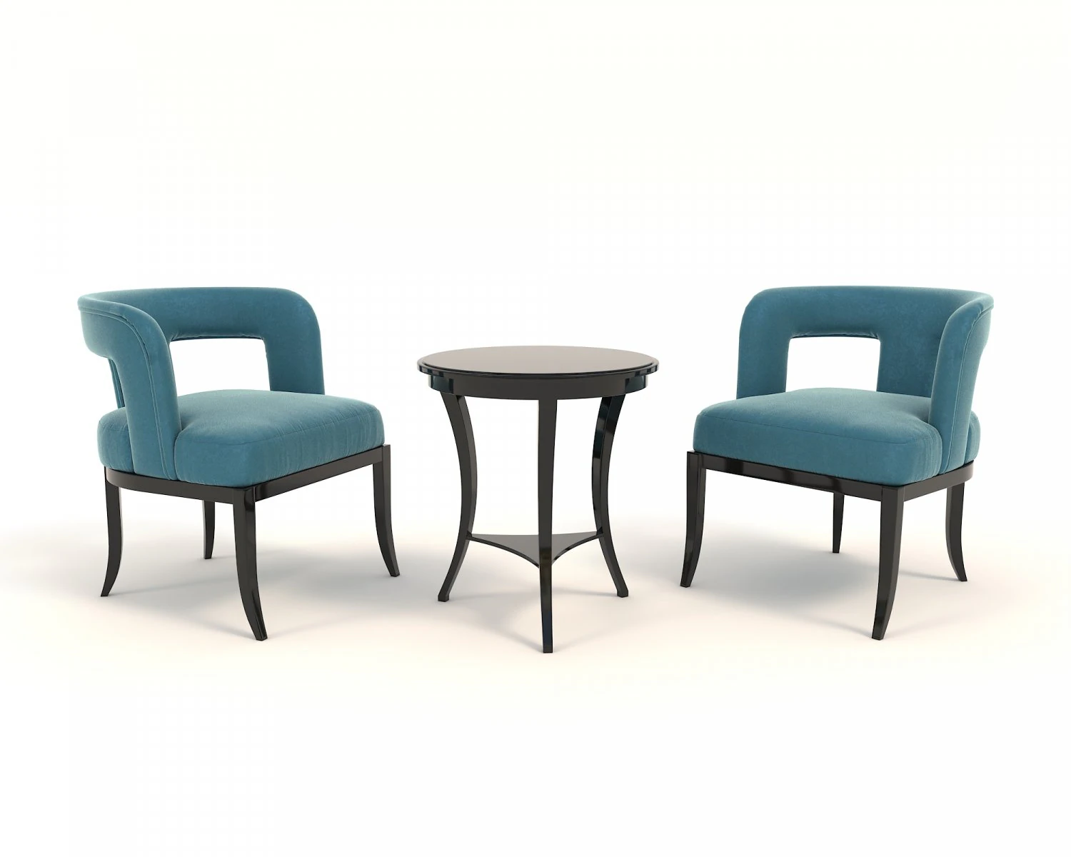 coffee table and chairs 5 3D Model .c4d .max .obj .3ds .fbx .stl .blend 