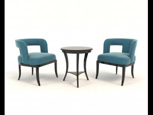 coffee table and chairs 5 3D Model