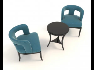 coffee table and chairs 5 3D Model