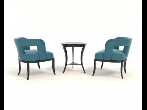 coffee table and chairs 5 3D Model