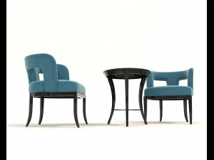coffee table and chairs 5 3D Model