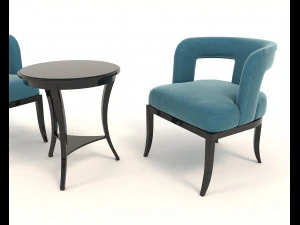 coffee table and chairs 5 3D Model