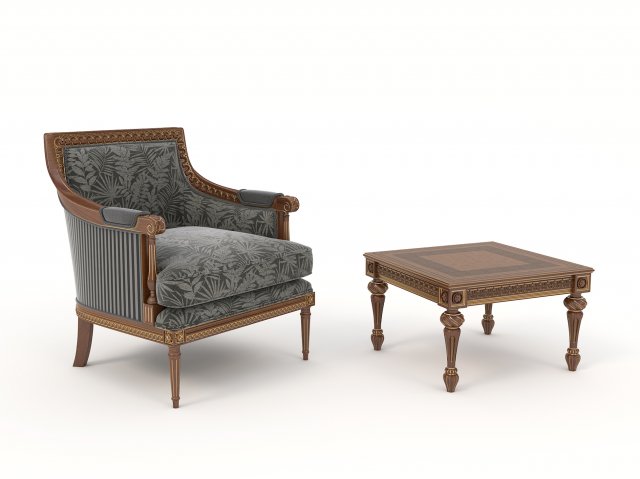 classic armchair and table set 5 3Dモデル .c4d .max .obj .3ds .fbx .stl .blend 