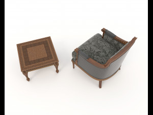 classic armchair and table set 5 3Dモデル