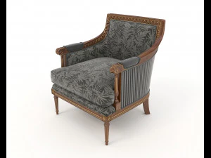 classic armchair and table set 5 3D Model