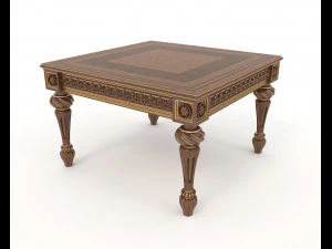 classic armchair and table set 5 3D Model