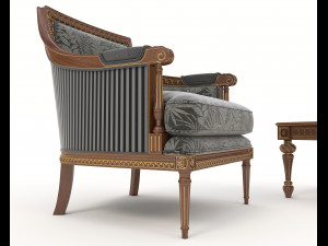 classic armchair and table set 5 3Dモデル