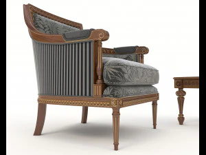 classic armchair and table set 5 3D Model