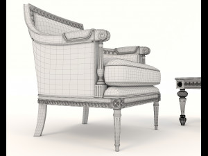 classic armchair and table set 5 3Dモデル