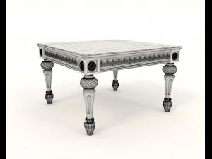 classic armchair and table set 5 3D Model