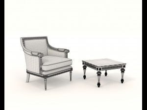 classic armchair and table set 5 3Dモデル