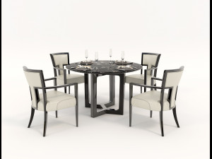contemporary design table and chair set 12 3D Model
