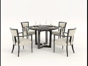 nowoczesny zestaw st&oacute;ł i krzesła 12 Model 3D