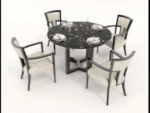 contemporary design table and chair set 12 3D Model