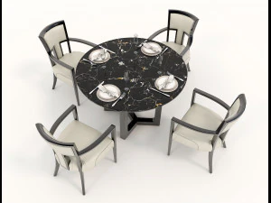 contemporary design table and chair set 12 3D Model