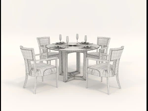 contemporary design table and chair set 12 3D Model