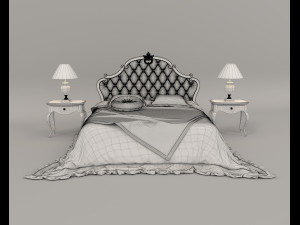 european style bed 14 Model 3D