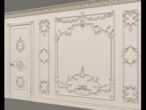 classic interior wall decoration 8 Model 3D