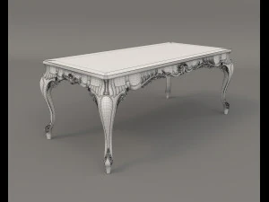 european style dinning table chair set 3 3D Model
