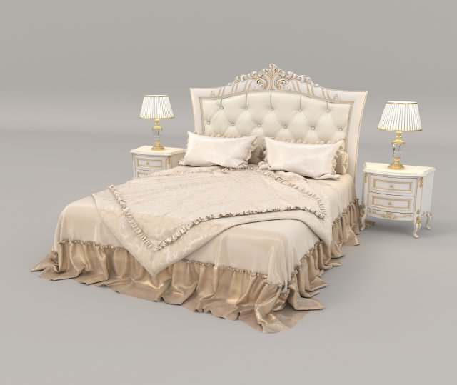 european style bed 15 Modelo 3D .c4d .max .obj .3ds .fbx .stl .blend 
