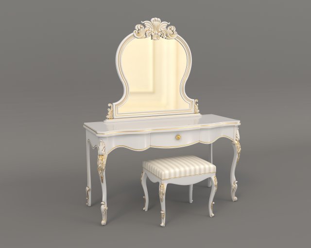 european style dressing table 7 Modèle 3D .c4d .max .obj .3ds .fbx .stl .blend 