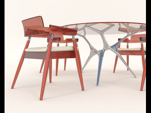 contemporary design table and chair set 13 Modèle 3D