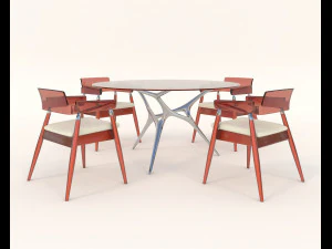 Tisch- und Stuhlset im zeitgen&ouml;ssischen Design 13 3D Modell
