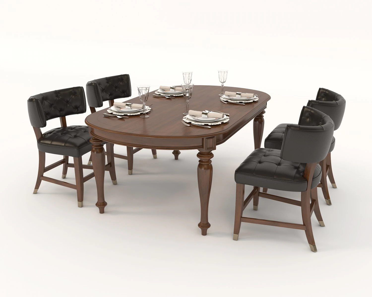 restaurant table and chairs set 3D Model .c4d .max .obj .3ds .fbx .stl .blend