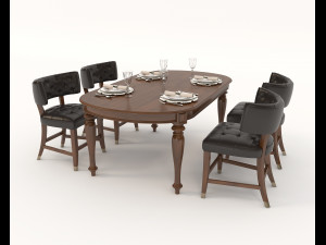 restaurant table and chairs set 3D Model