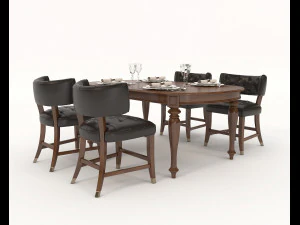 restaurant table and chairs set 3D Model