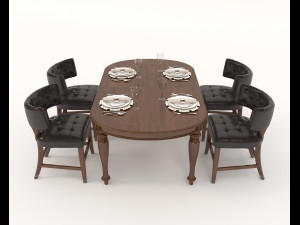 restaurant table and chairs set 3D-Modell