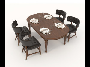 restaurant table and chairs set 3D-Modell