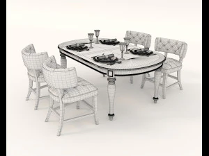 restaurant table and chairs set 3D Model
