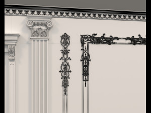 european style interior wall decoration 3Dモデル