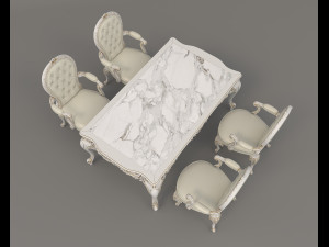 european style dinning table chair set 4 Model 3D