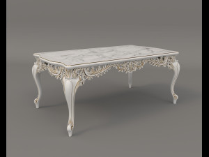 european style dinning table chair set 4 Model 3D